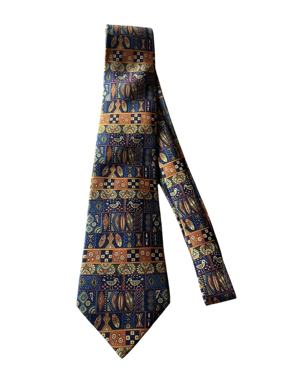 Hermes Blue and orange Patterned Silk Tie